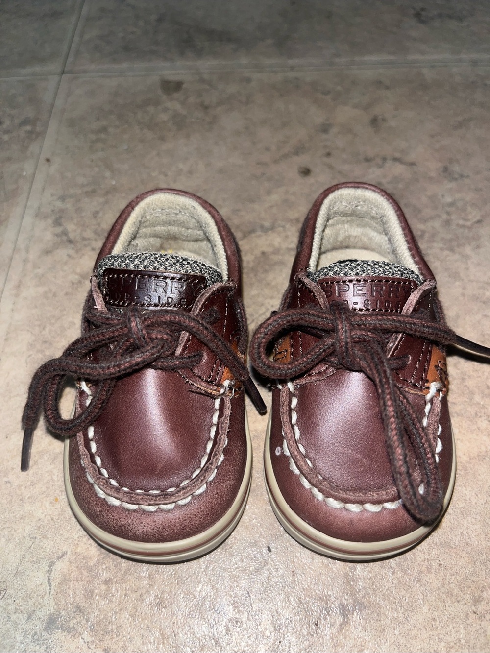 Sperry Brown Leather Kids Moccasin Boat Shoes